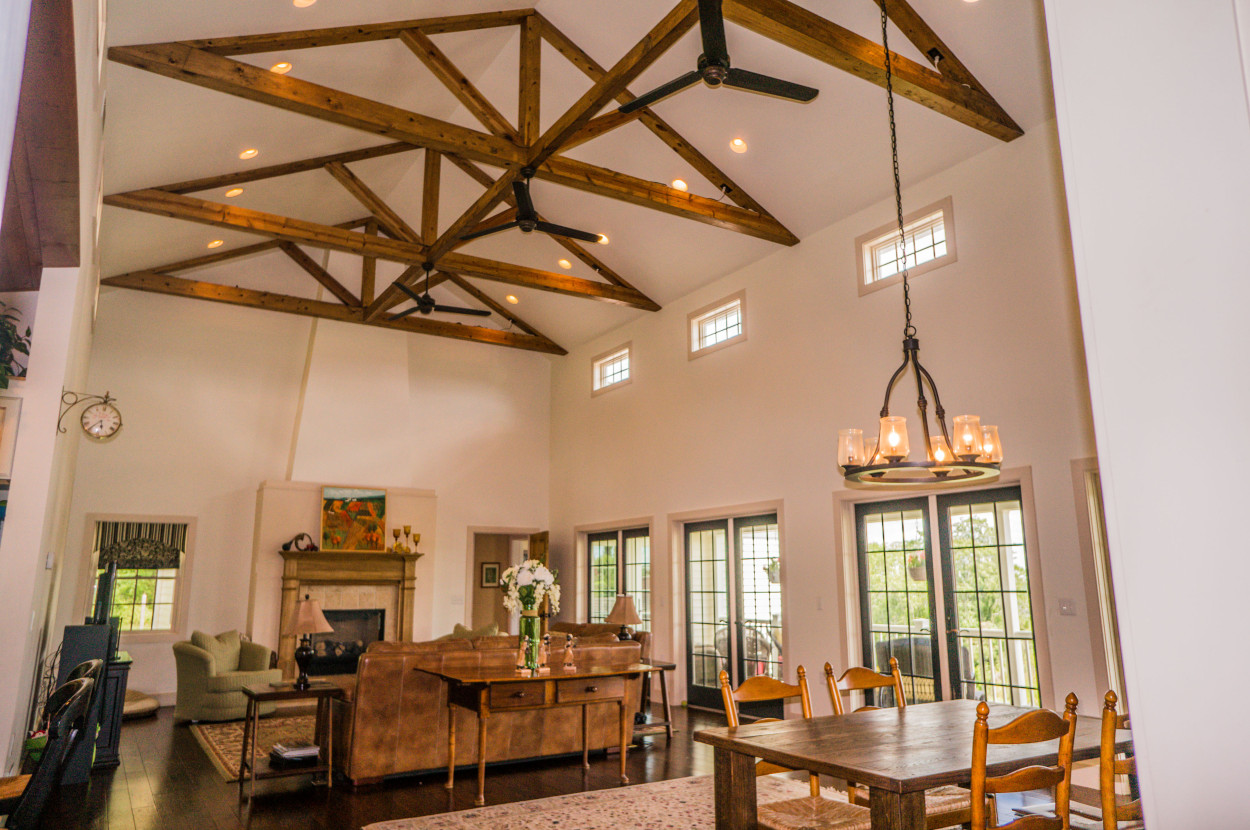 (3) Lancaster Farm LivingDining Room with Cathedral Ceilings and Fire