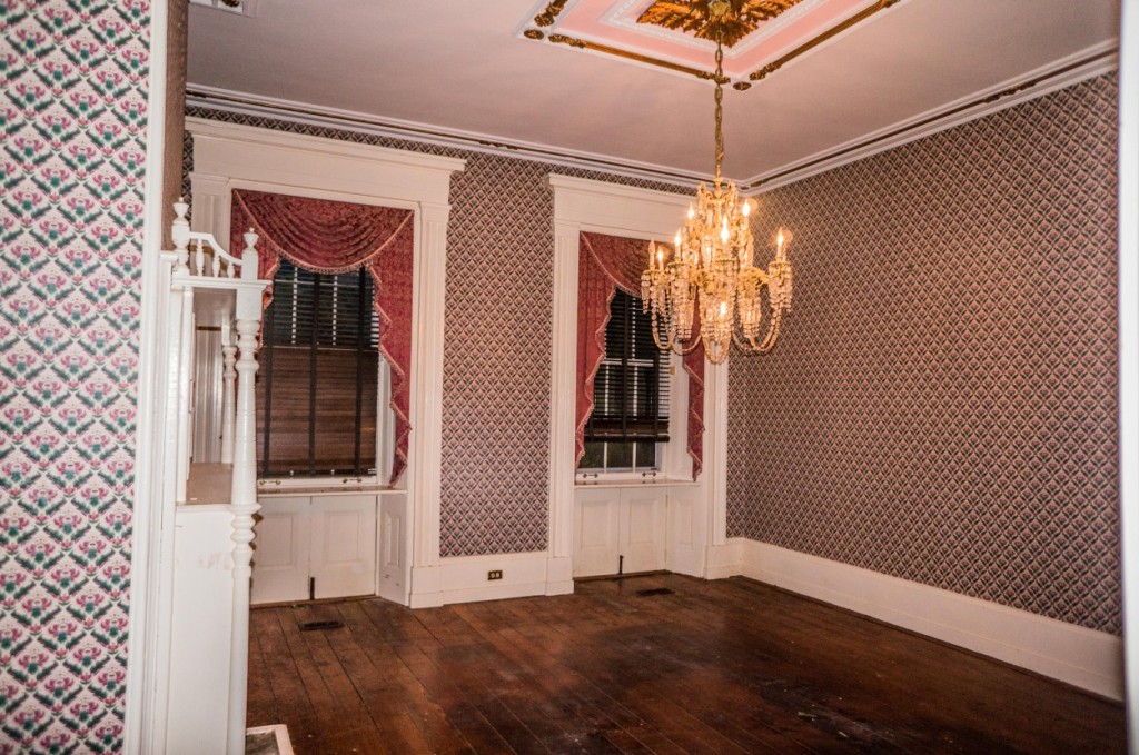 (9) Bucks County Greek Manor Living Room with Fire Place and Chandelier
